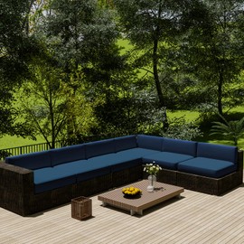 vctops Waterproof Oxford Outdoor Cushion Cover 25x25x4 inch Furniture Patio Cushion Cover Replacement Outdoor Seat Cushion Slipcover with Zipper (Navy,25"x25")