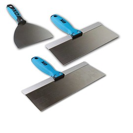 OX Pro 3-Piece Stainless Steel Drywall Taping Plastering Joint Knife Set with Ox Grip Handles - 6" 10" 12"