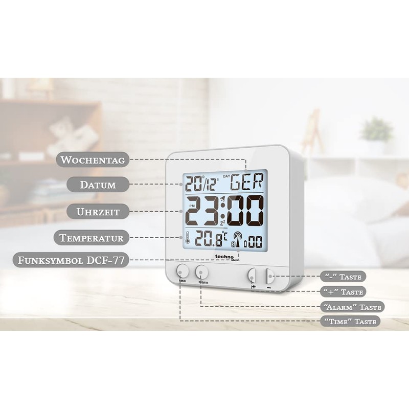 Technoline WT 235 Radio-Controlled Alarm Clock Silver with Touch Sensor,