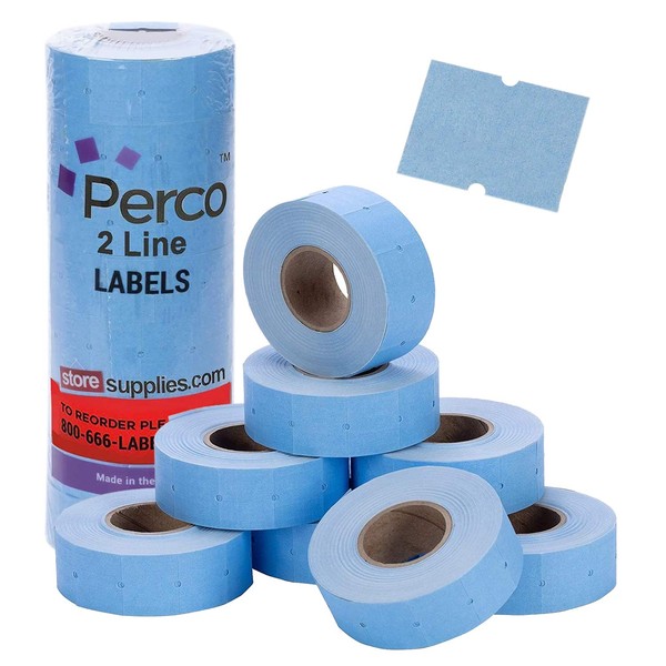 Perco 2 Line Blue Labels - 1 Sleeve, 6,000 Blank