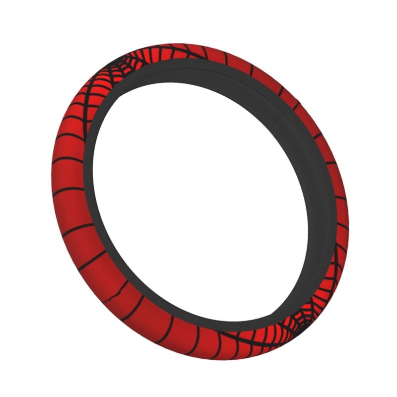 Red Spider Web Steering Wheel Cover Universal 15 Inch Cute