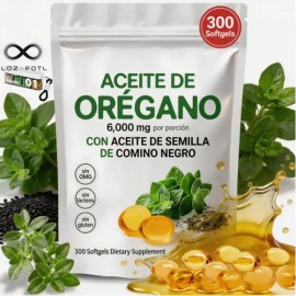 Aceite De Oregano 6000mg 300 Capsulas Blandas Bienestar Puro                                                                                          