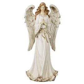 Touch of Class Angel Guardian Antique Ivory Table Sculpture