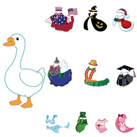 Goose Dress Up Magnet, Include 1 Goose & 10 Sets Outfits Funny Porch Geese Refrigerator Magnet Creative Festival Geese Magnets for Fridge Cabinet Homes Office Decoration