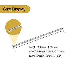 LAVMHAB 304 Stainless Steel Pipe 2 mm Outer Diameter x 0.3 mm Wall Thickness, 300 mm Length, Seamless Round Stainless Steel Pipe (Pack of 4)