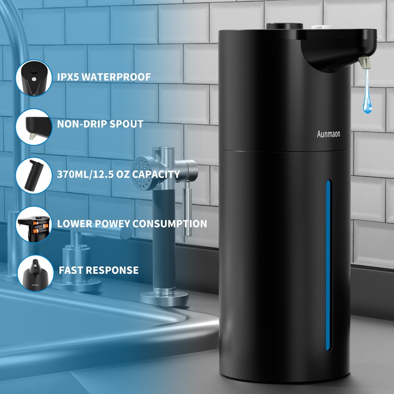 Automatic Electric Soap Dispenser for Kitchen, Black Soap Dispenser