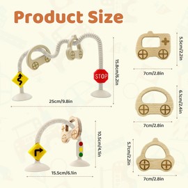 AiTuiTui Suction Cup Sensory Teething Ring Toy from 1 Year, Teething Baby Aid Teething Toy for Newborn Babies 0 3 4 5 6 8 9 10 Months Boys Girls Easter Beige