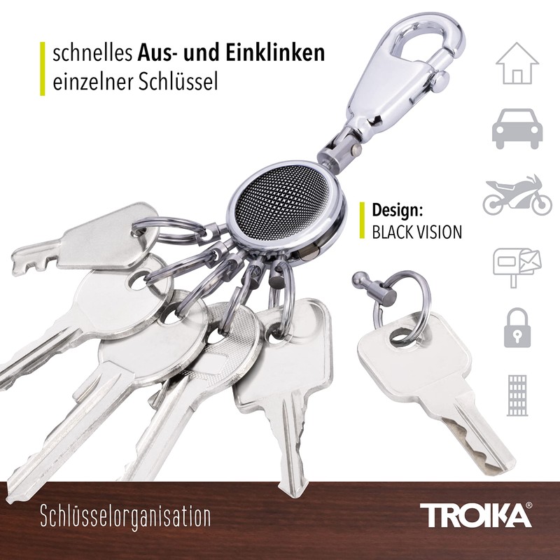 TROIKA PATENT BLACK VISION KEY HOLDER - #KYR01-A161 - Round