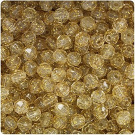 BeadTin Gold Sparkle 6mm Faceted Round Plastic Craft Beads (600pcs)