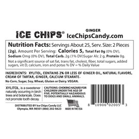 ICE CHIPS Xylitol Candy Tins 10.56 oz total (Ginger, 6 Pack); Includes ICE CHIPS BAND as shown
