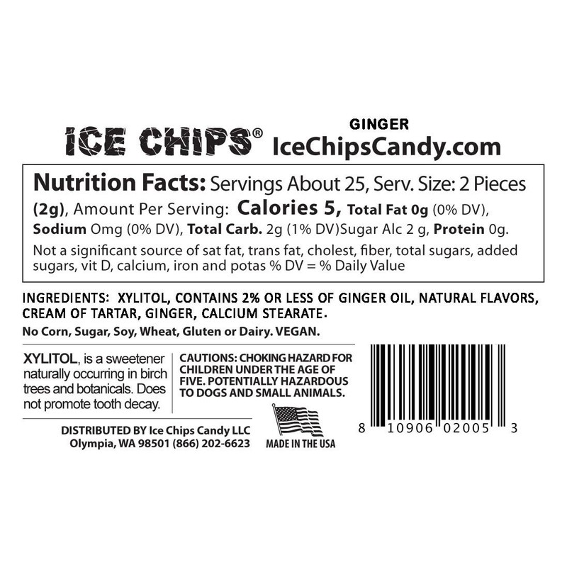 ICE CHIPS Xylitol Candy Tins 10.56 oz total (Ginger, 6