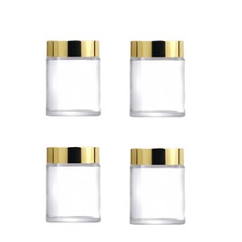 4 Pack 100g 3.4 oz Clear Glass Jars with Lids,Round Cosmetic Container Jars,Empty Cosmetic Containers Pot Jar for Lotion,Cream,Powder,Ointments,Spice,Samples,Bath Salts,Liquid,Travel Storage Jar