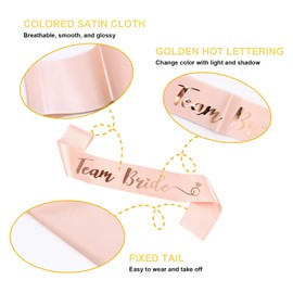 TOPWAYS Hen Party Accessories Team Bride Sash, Hen Do Accessories Bride to Be Decorations Sash for Bride Team, Bachelorette Hen Engagement Wedding Party Decorations Rose Gold 6pcs