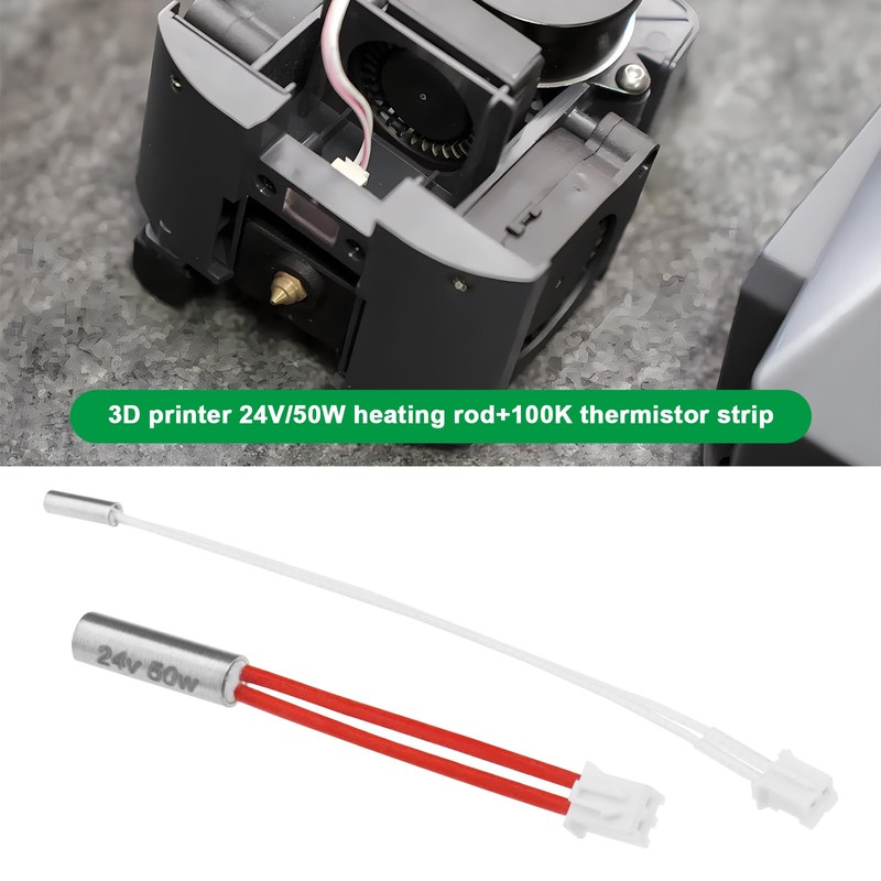 ECSiNG 2PCS 3D Printer Heating Rod 24V 50W with Thermistor