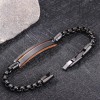 Brazalete Negro De Acero Inoxidable Con Barra Bicolor