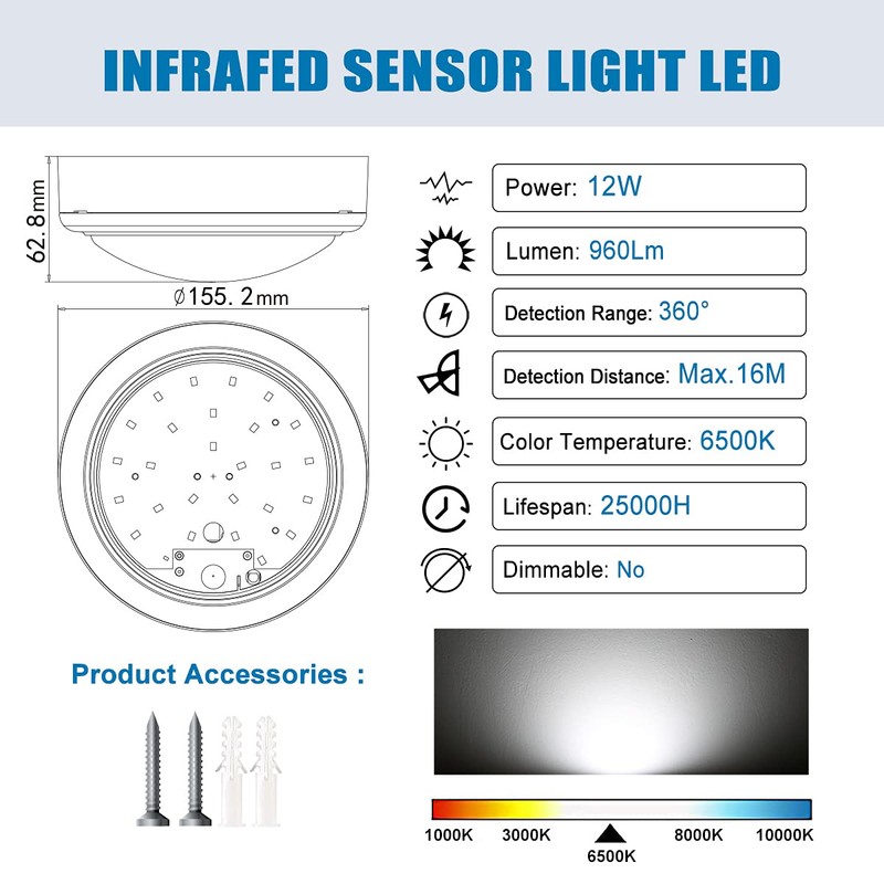 EXTRASTAR LED Ceiling Light, 12W 960LM LED Ceiling Lamp with