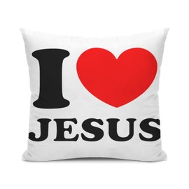 Conank I Love Jesus Pillowcase with Hidden Zipper Cozy Soft Square I Heart Jesus Christmas Funny Throw Pillow Cover Decorative Pillows Case for Couch Sofa Bed Living Room Home Decor 18X18 in