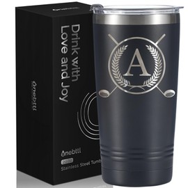 Onebttl Golf Gifts for Men with Initial, 20oz Travel Mug with Golf Design, Perfect Gifts for Men, Birthday, Christmas