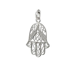 NKlaus 925 Sterling Silver Hand of Fatima Pendant / Eye of Fatima Charm 19 x 15 mm 5022, Sterling Silver, No Gemstone