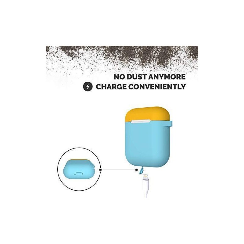 EarInTheAir AirPods Case Cover w/Keychain (Teal) + 3 Extra Lids