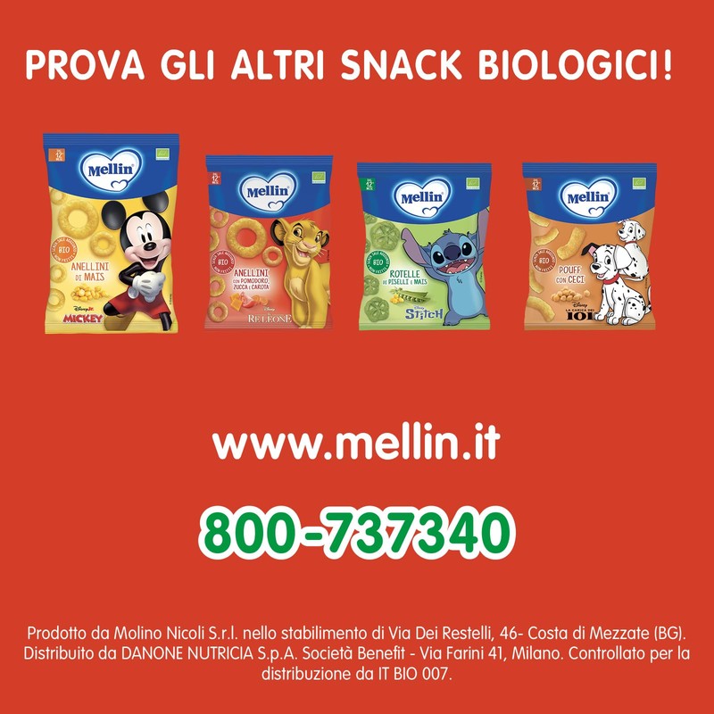 Mellin Anelli di Pomodoro, Zucca e Carota, ilReLeone, Snack Biologico,6x15g