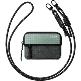 VULKIT Monedero con Cordón Ajustable y Protección RFID, Verde