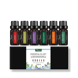 kit de 6 kit aceite escenciales aromaterapia, humificador, vaporizador, Masajes difusor de aromas, esencias, velas, SPA, set aceites Caja de Regalo (Rosa, Limon, Limon Grass, Lavanda, Bergamota, Arbol de Te, Menta, Naranja, Sandalo, Romero, Ylang Ylang, 