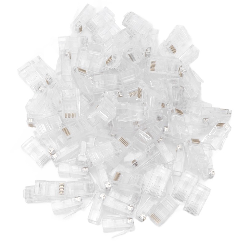 100Pcs Network Crystal Heads Gold Plated Strong Toughness Cable Connectors