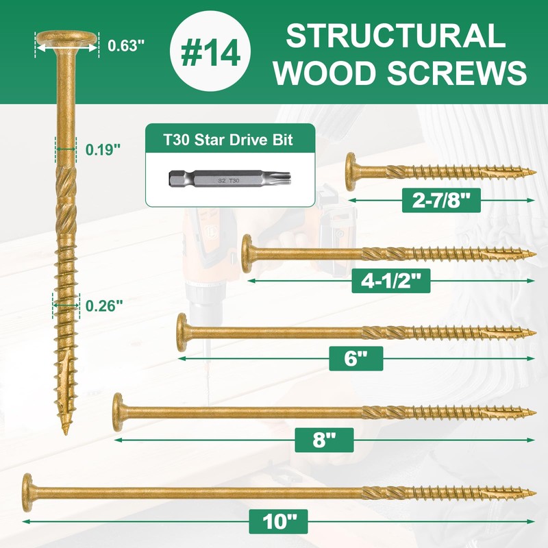 FMhotu 6 Inch Heavy-Duty Outdoor Deck Screws, 50Pcs Star Drive