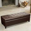 Edeco Faux Leather Rectangular Storage Bench Ottoman Tufted Footrest with