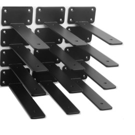 12 Pack - 8 inch Black Hidden L Shelf Bracket (1/5 Inch Thicked) Iron Shelf Brackets, Metal Shelf Bracket, Industrial Shelf Bracket, Modern Shelf Bracket, Metal L Brackets for Shelves Support