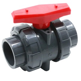 LIDSCURA 2" PVC Double True Union Ball Valve, Full Port Slip Socket Ball Valve, Reversible PTFE Seats and EPDM O-Rings, Rated 200 PSI, Ideal for Irrigation, Swimming Pools, Water Systems
