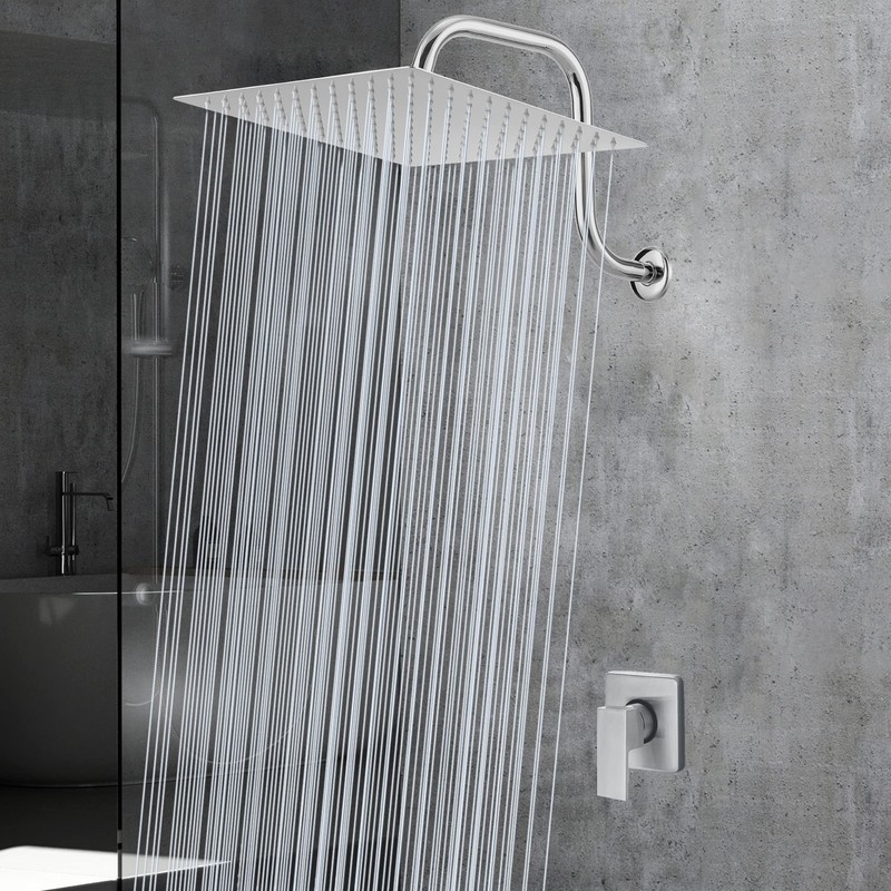 Voolan Rain Shower Head with Goose Neck Curve Arm, All