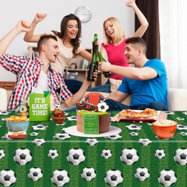 4 Pack Soccer Party Tablecloth Sports Tablecloth Sport Rectangular Plastic Table Cloth Sports Theme Party Table Covers Soccer Birthday Decorations Boys Sport Theme Birthday Supplies 86 x 51 Inch