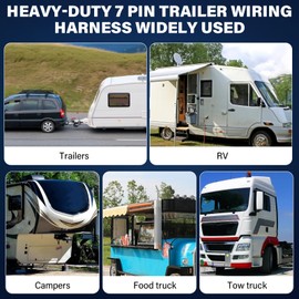 Billion wealth 10 Ft Heavy Duty 7 Way Trailer Cord Pure Copper 7 Way Trailer Plug Inline Cord 120" 7 Pin Trailer Wiring Harness Double Blade Molded 7 Pin Round Plug for Rvs Camper