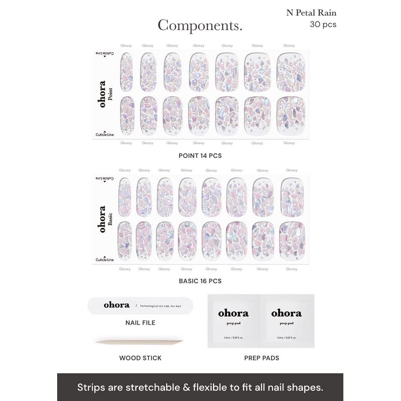 ohora Strisce per unghie in gel semi polimerizzato (N Petal