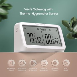 INKBIRD WIFI Thermometer Hygrometer Combo, Indoor 3 Pcs IBS-TH2 Bluetooth Temperature Humidity Sensors with IBS-M2 WiFi Gateway, Support 9 Channel for Baby Room, Home, Reptile, Terrarium, Greenhouse