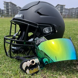 LeCool Football Visor – 3D Molded Curved Lens Technology, Wide Field Vision, Fits Youth & Adult Helmets (Glod)