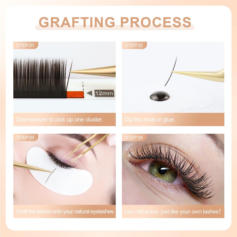 NAGARAKU Double Tips Flat Ellipse Eyelash Extensions Supplies 0.15 LC