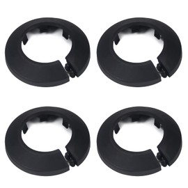 MroMax Fit for 1.3 inch OD Flange Water Pipe Cover Decoration Black Pipe Cover Radiator PP Plastic 34mm Rosette Pipe Collar for Wall Pipe Decoration 4 Pack