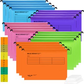 A4 Suspension Files with Tabs and Card Inserts for Filing Cabinets (Pack of 20) Polypropylene A4 Hanging Filing Storage Folders for Office Home School