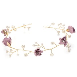 BESTOYARD Flower Girl Crown Hair Band Beads Hair Vine Wedding Bridal Headpiece, As Shown