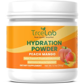 TRCELAB Electrolyte Hydration Powder – Peach Mango – Zero Sugar Drink Mix – Clean Hydration & Daily Electrolytes – Potassium + Magnesium + Sodium – Fasting Electrolyte Powder 30 Servings