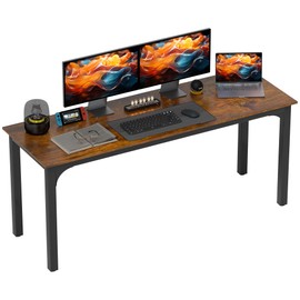 HOMCOM Modern Simple Large Computer Desk, 70.9" Long Home Office Desk for Two Person, Multi-Purpose Computer Table for Home Office Study, Rustic Brown