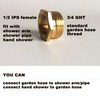 Garden hose to shower pipe/arm handshower adapter,G1/2 Female to GHT