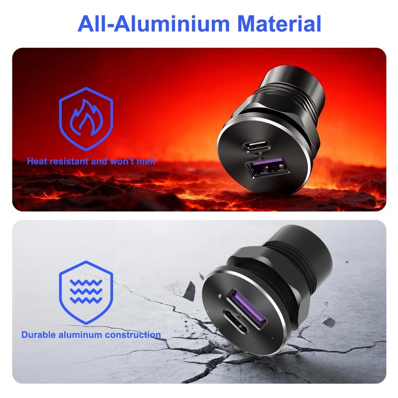 Linkstyle Aluminium Car USB Socket, 18W QC3.0 & 30W PD