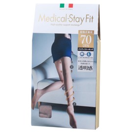 Compression Elastic Stockings, Slender Legs, Medical Stay Fit, 70 Denier, M-L, Nude Beige, Made in Italy, Medical-Stay Fit, Transparent, Bare-skin, Pantyhose, Women's, Beautiful Legs (02271)