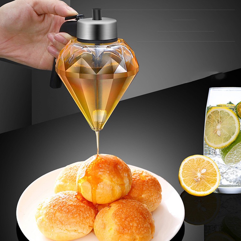 Honey Syrup Dispenser with Stand Multipurpose Honey Jar Clear Glass