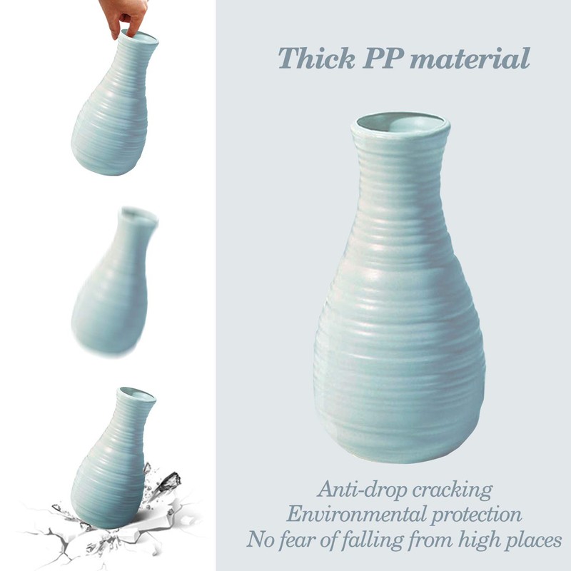 Unbreakable Vase for Flowers, Ceramic Look Plastic Vase for Home