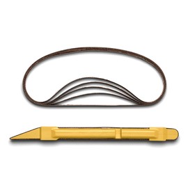 1/4" Sanding Detailer Sanding Stick, 180 Grit Sanding Detailer with Five 180 grit Replacement Belts. Sanding Detailer Measures 1/4" x 6". for Wood Working, Model Building, 3D Printing, Small Sanding